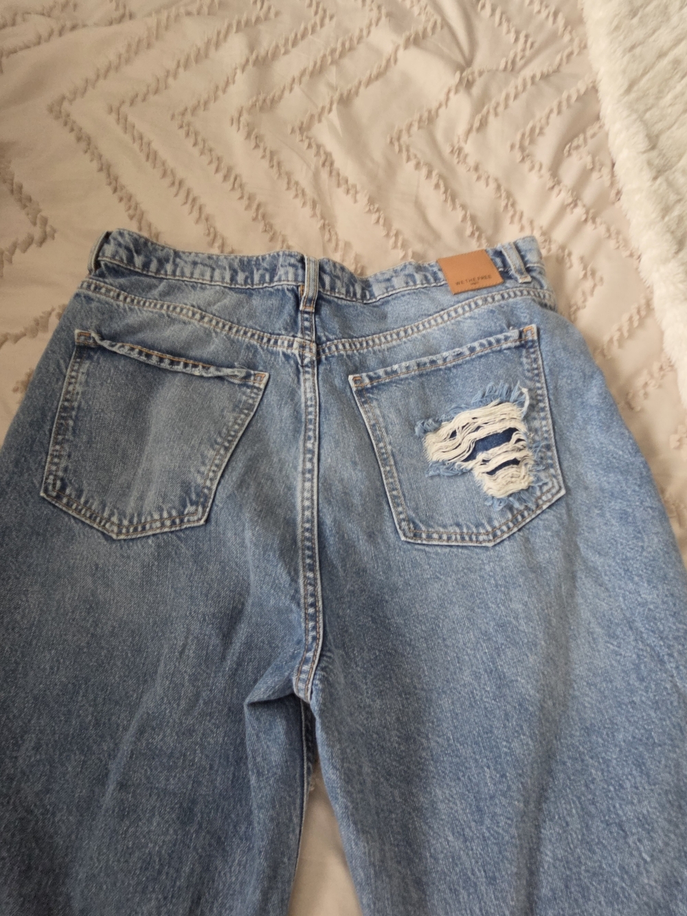 We The Free Light Blue Distressed Wide-Leg Flare Jeans - Picture 6 of 6